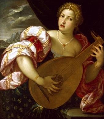MICHELI Parrasio Young Woman Playing a Lute oil painting image